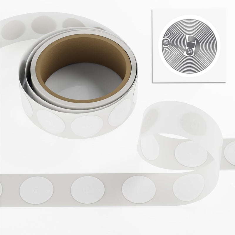 Timeskey NFC TimesKey 100pcs Ntag216 NFC Tags - Adhesive NFC Stickers, 25mm, Fully Programmable, 888 Bytes - Image 1